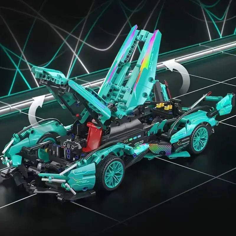  Blue 1248 Piece Sports Car Building Set Realistic Model -  ToylandEU™