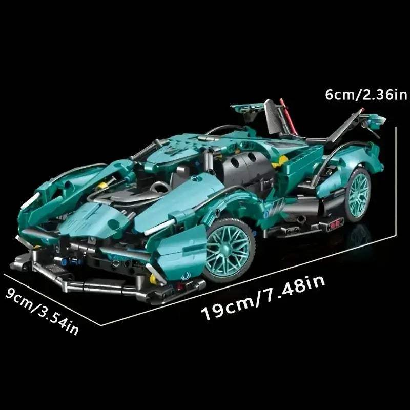 Blue 1248 Piece Sports Car Building Set Realistic Model -  ToylandEU™