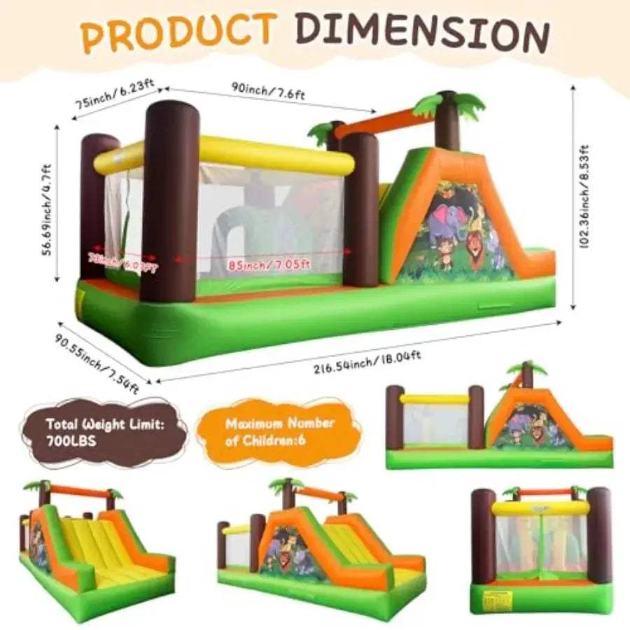 Blue 5-In-1 Bounce House With Slide And Climb Wall - ToylandEU