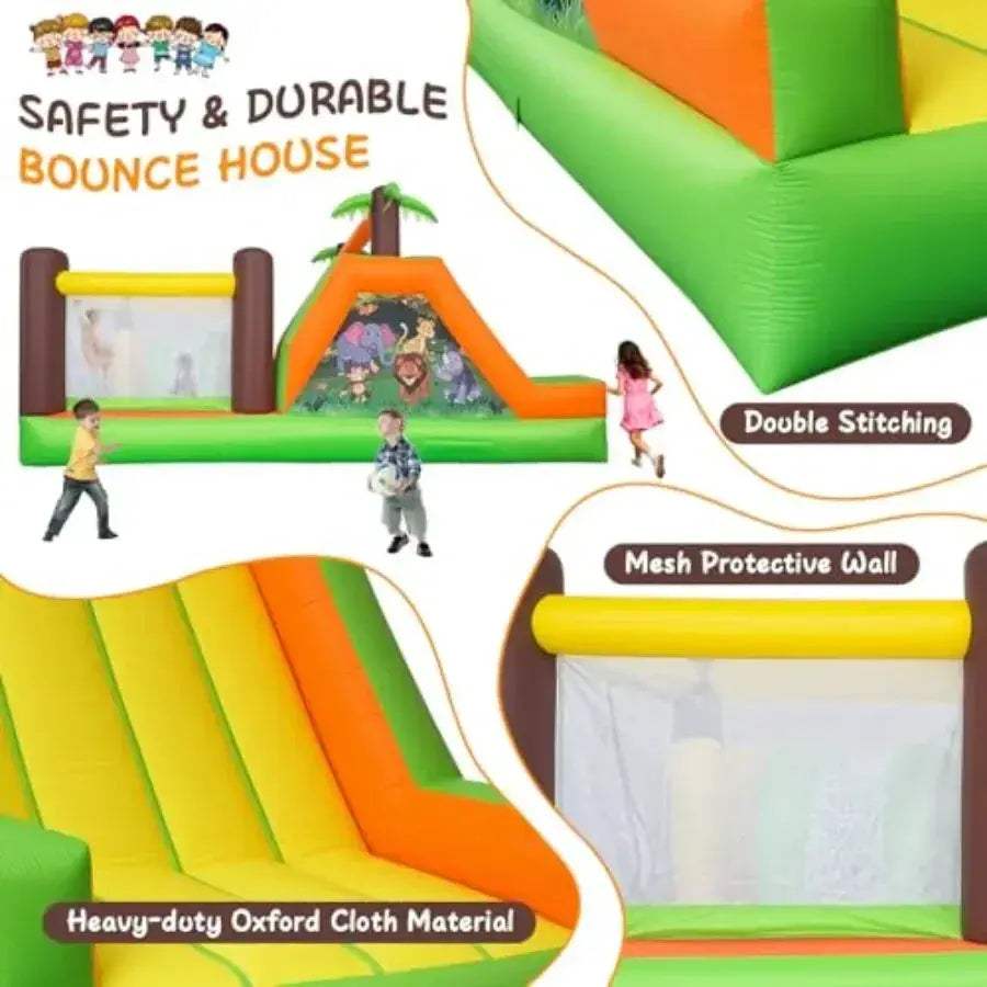 Blue 5-In-1 Bounce House With Slide And Climb Wall - ToylandEU