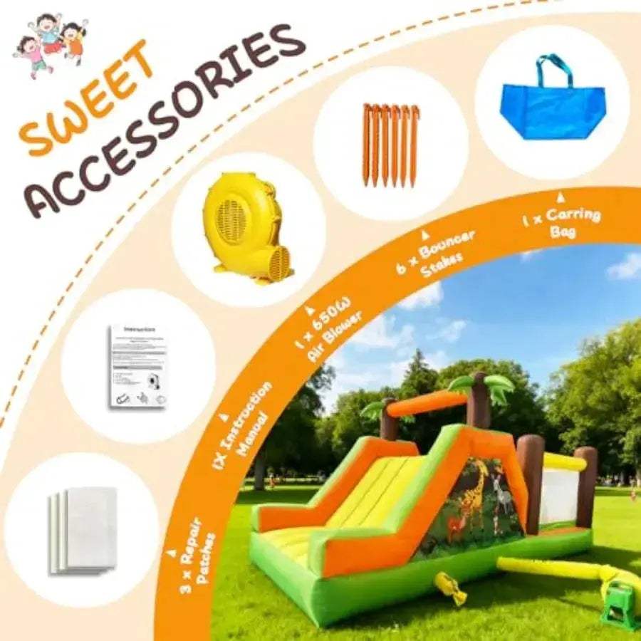 Blue 5-In-1 Bounce House With Slide And Climb Wall - ToylandEU