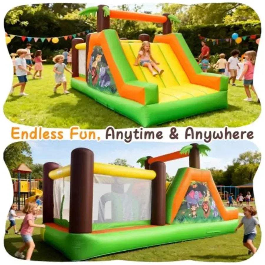 Blue 5-In-1 Bounce House With Slide And Climb Wall - ToylandEU
