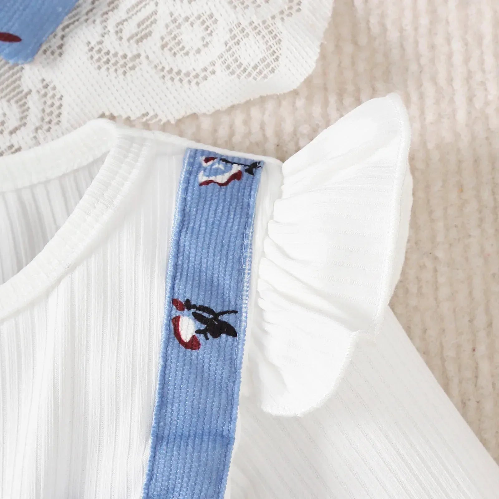 Blue Bow Soft Crushed Fabric Long Sleeve Baby Dress - ToylandEU