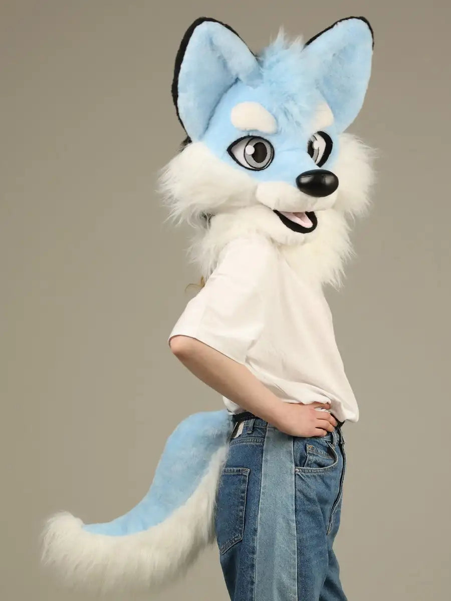 Blue Husky Fursuit Head and Tail for Adults Mascot Costume