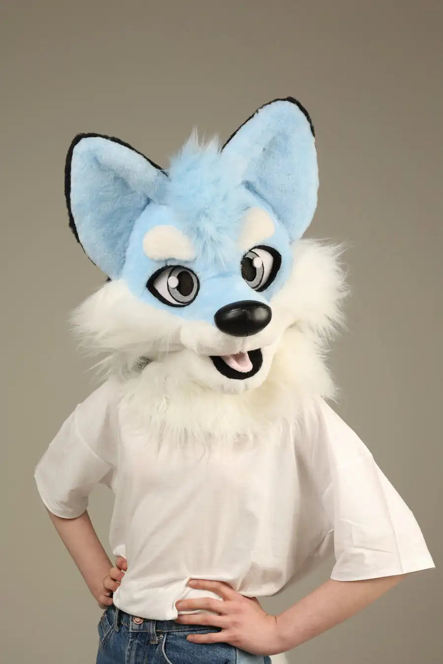 Blue Husky Fursuit Head and Tail for Adults Mascot Costume