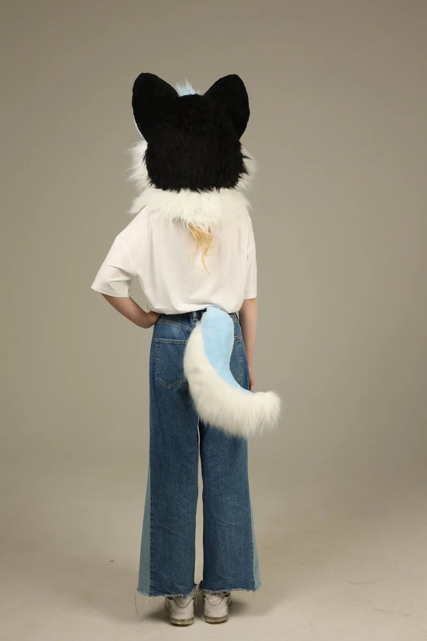 Blue Husky Fursuit Head and Tail for Adults Mascot Costume
