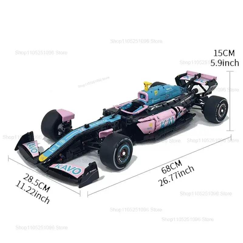 Blue Pink Racing Car Building Block Kit 2312 Pieces DIY - ToylandEU