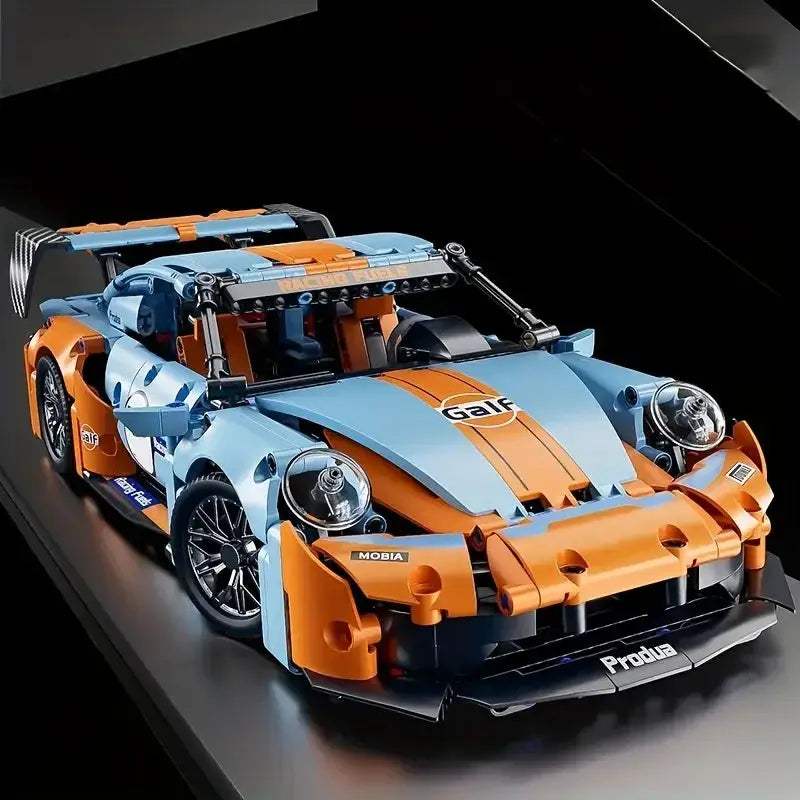 Blue Racing Car Building Blocks 1 To 14 Scale Durable - ToylandEU