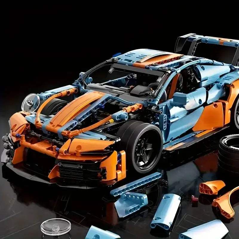 Blue Racing Car Building Blocks 1 To 14 Scale Durable - ToylandEU