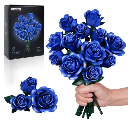 Blue Rose Building Blocks Set For Customizable Home Decor - ToylandEU