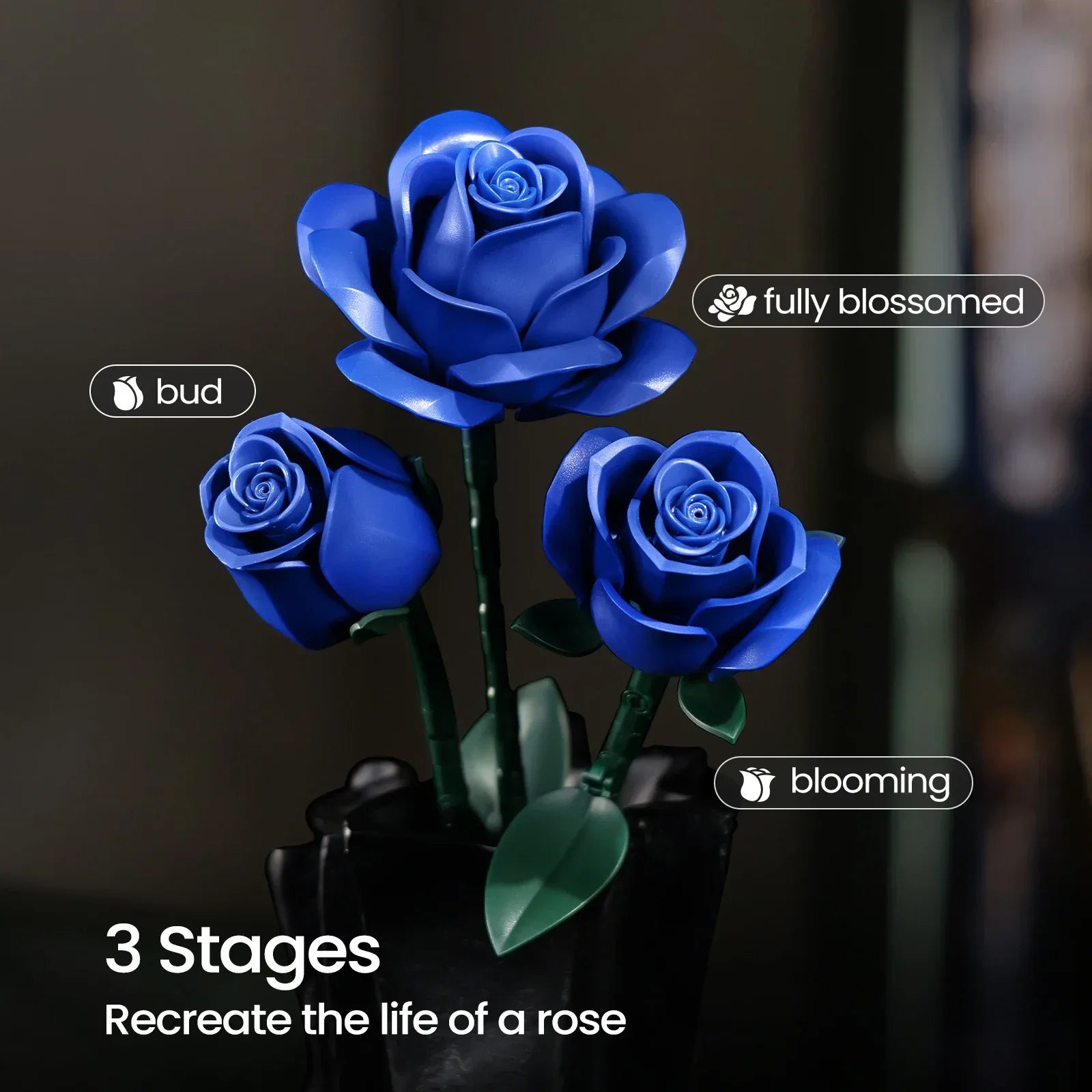 Blue Rose Building Blocks Set For Customizable Home Decor - ToylandEU