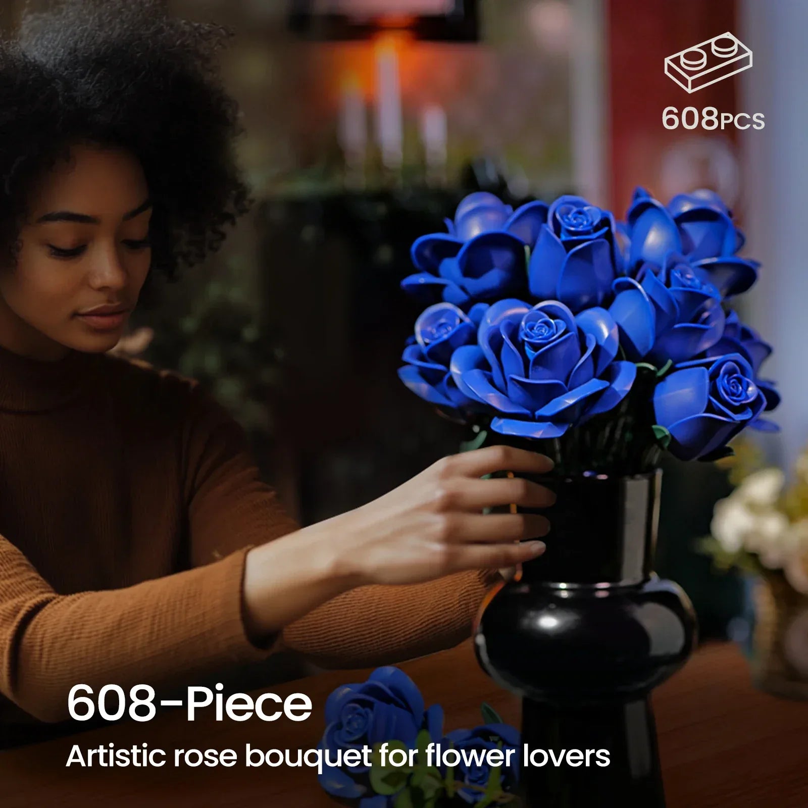 Blue Rose Building Blocks Set For Customizable Home Decor - ToylandEU