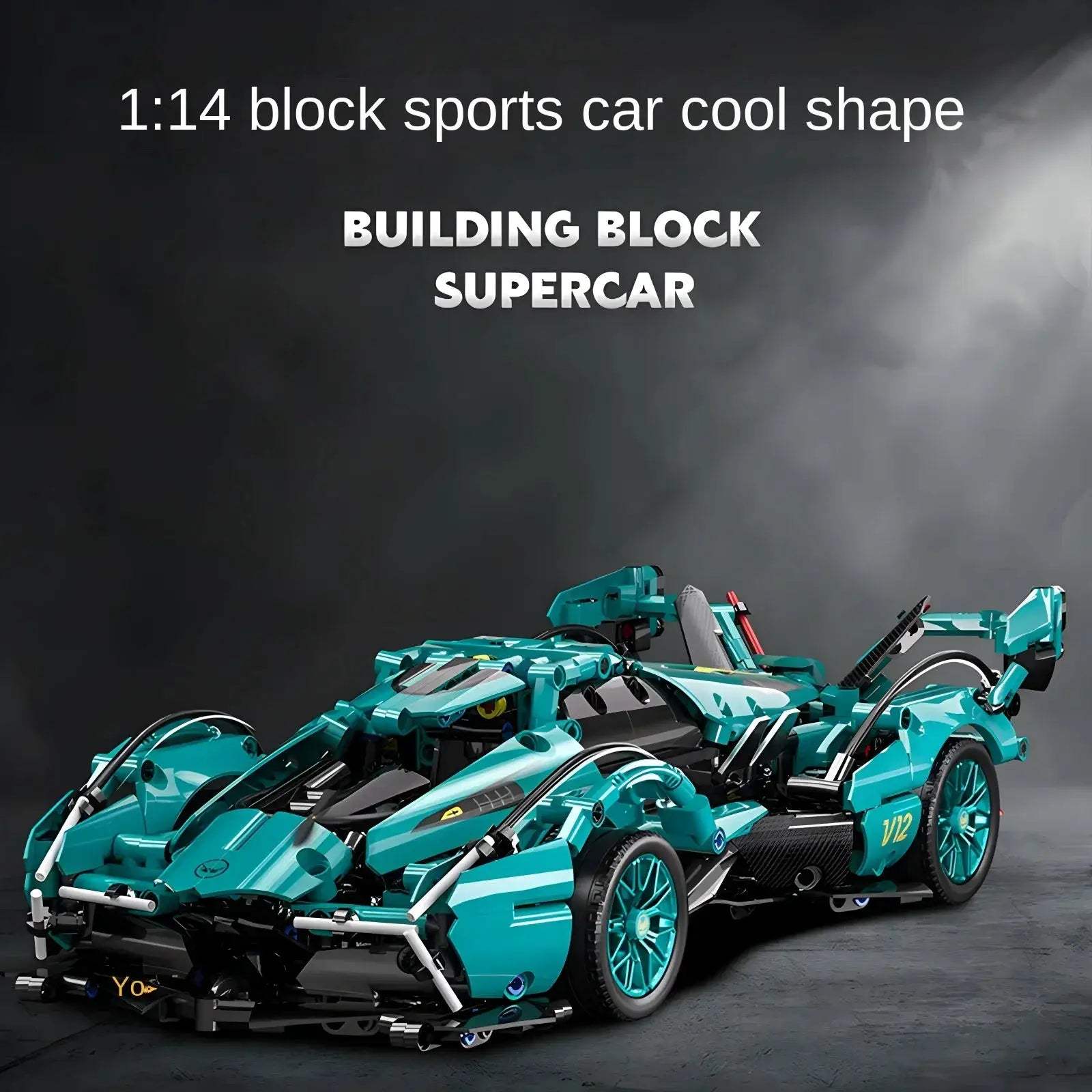 Blue V12 RC Roadster Building Block Car With Remote Control - ToylandEU