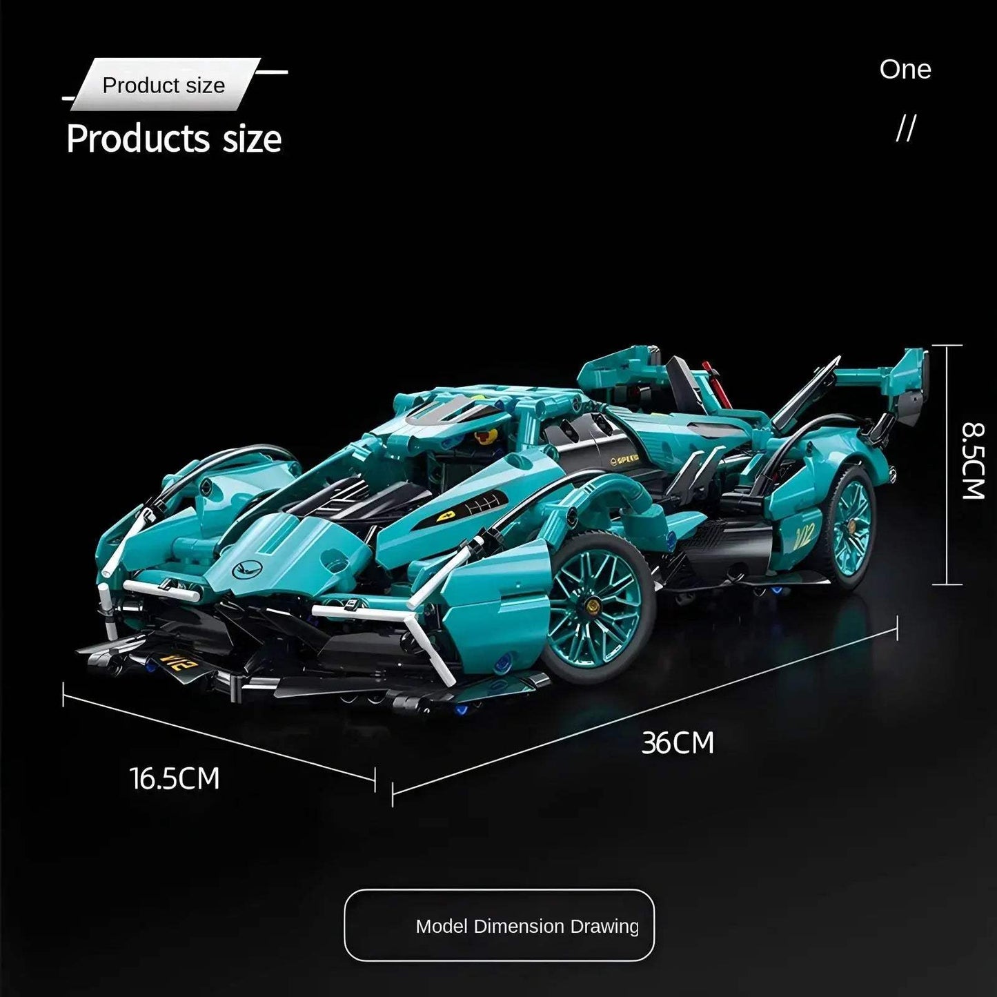 Blue V12 RC Roadster Building Block Car With Remote Control - ToylandEU