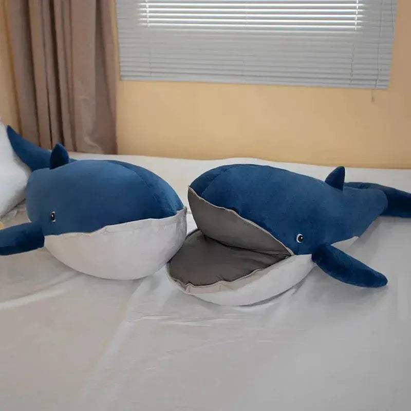 Blue Whale Plush Throw Pillow With Zipper Nordic Style - ToylandEU