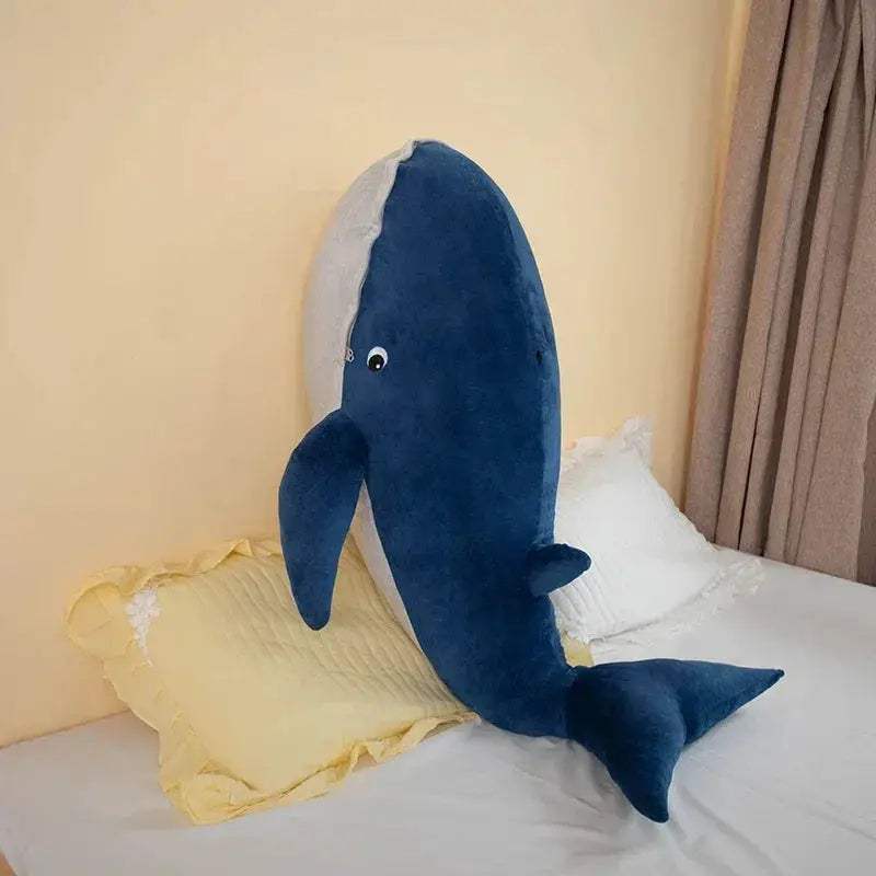 Blue Whale Plush Throw Pillow With Zipper Nordic Style - ToylandEU