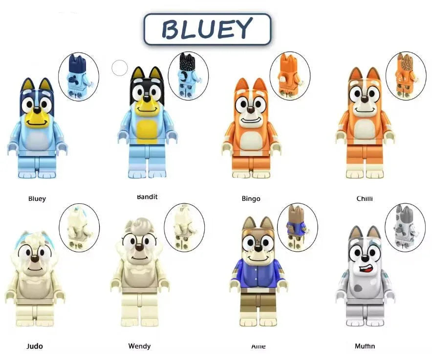 Bluey Custom Minifigure Set of 8 – Family Fun with Bluey and Friends! - ToylandEU