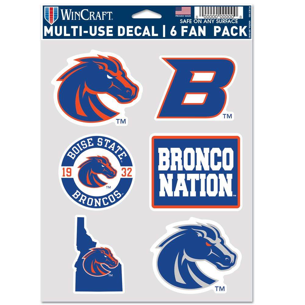 Boise State Broncos Fan Decal Set 6 Pack Multi Use - ToylandEU