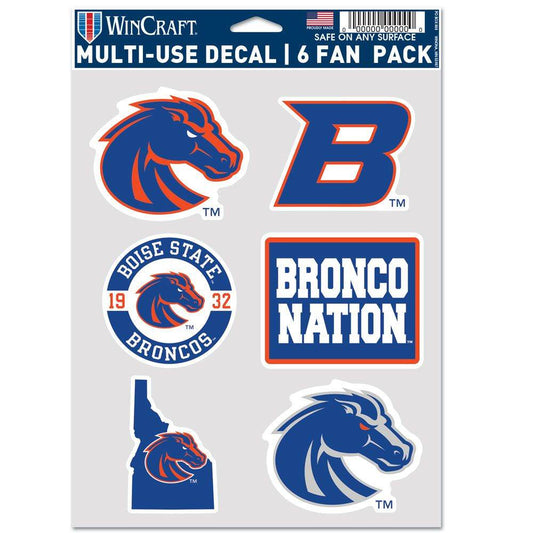 Boise State Broncos Fan Decal Set 6 Pack Multi Use - ToylandEU