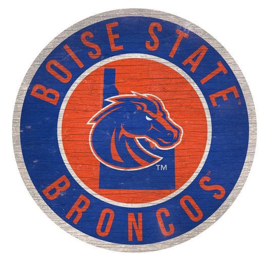 Boise State Broncos Wood Round Sign 12 Inch State Design - ToylandEU