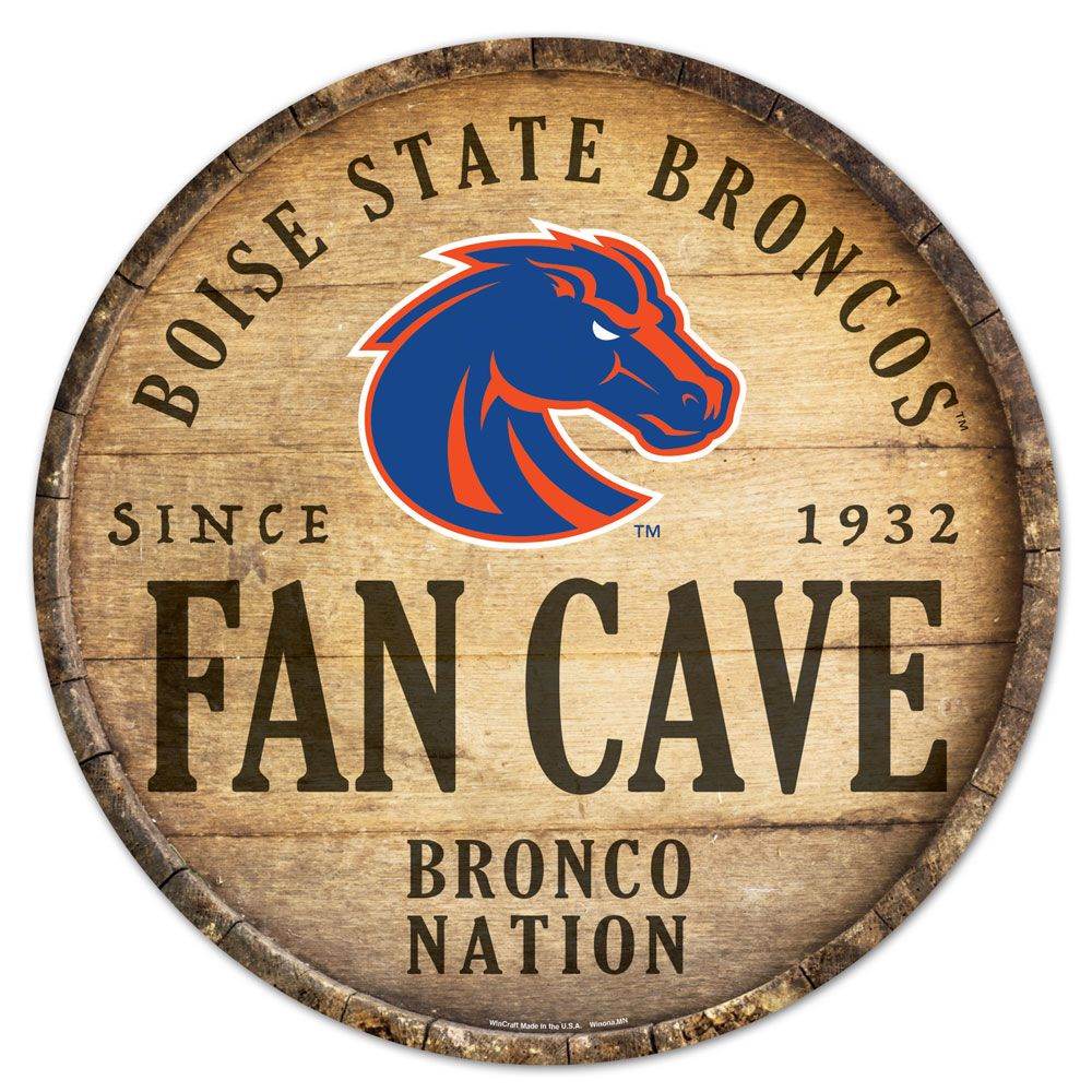 Boise State Broncos Wood Sign 14 Inch Round Barrel Top - ToylandEU