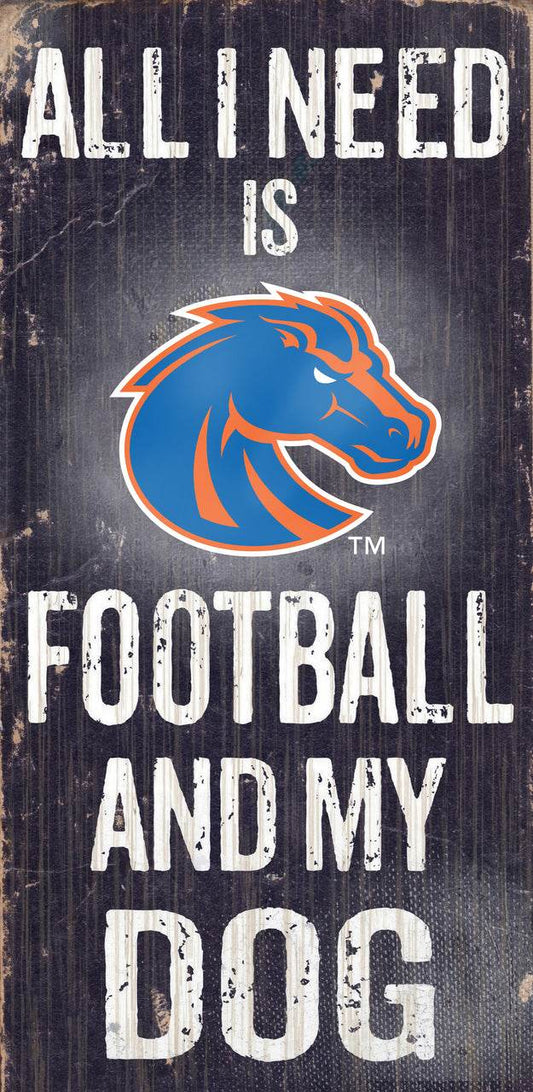 Boise State Broncos Wood Sign Football And Dog 6x12 - ToylandEU