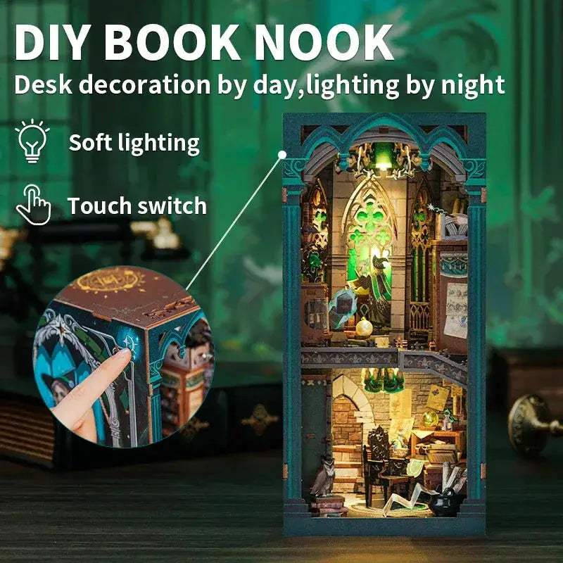 Book Nook Dollhouse With LED Night Light for Bookshelf - ToylandEU