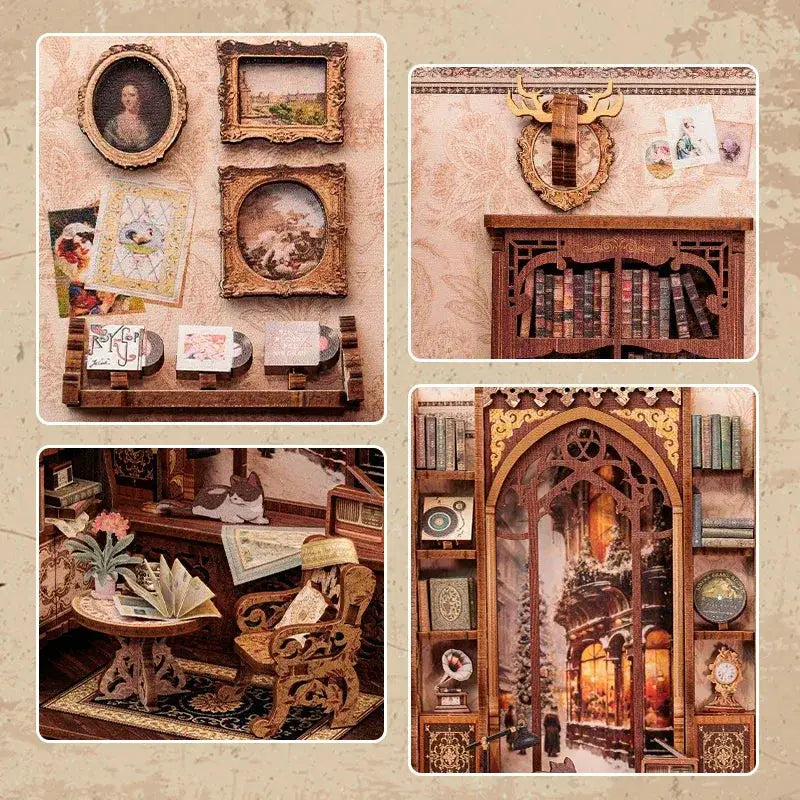 Book Nook Kit With Light Miniature Wooden Dollhouse - ToylandEU