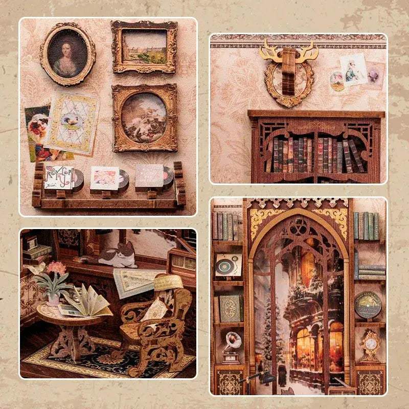  Book Nook Kit With Light Wooden Dollhouse Premium -  ToylandEU™