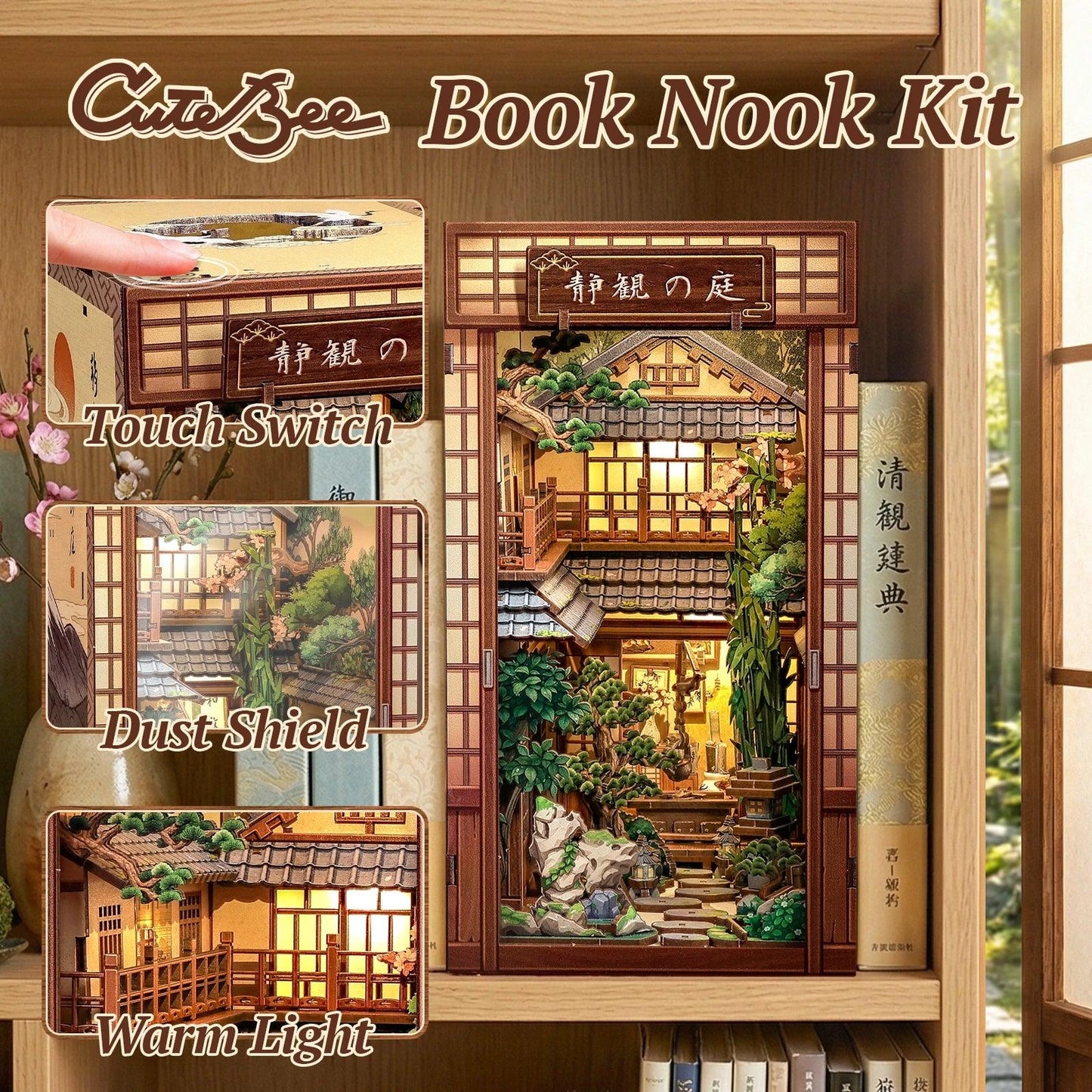  Book Nook Kit | Wooden Doll House LED | Toylandeu™ 