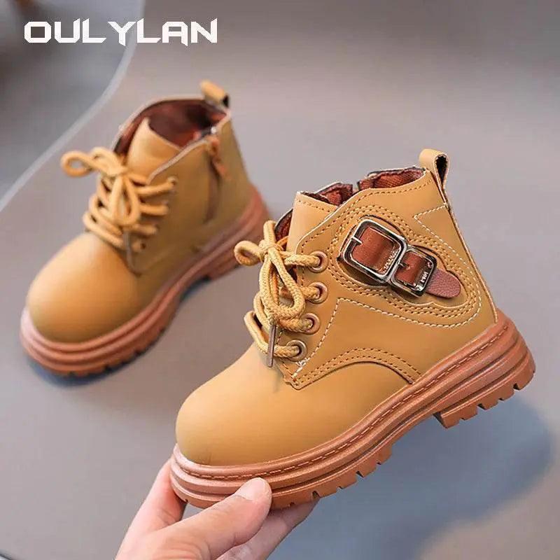  Trendy Children's Leather Autumn Boots for Boys and Girls - Stylish Short Boots with Anti-Slip Outsole -  ToylandEU™