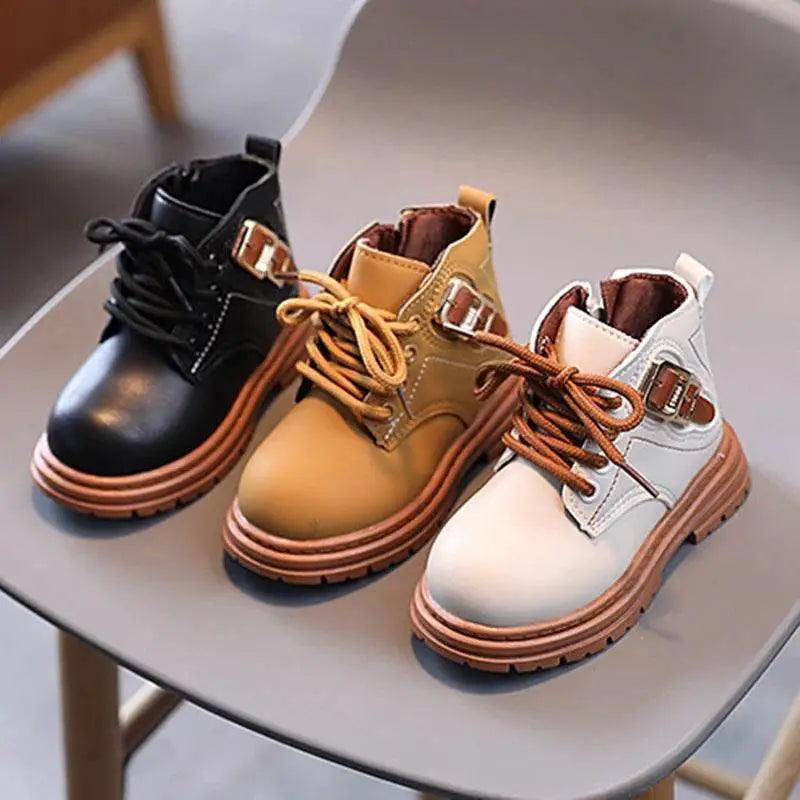  Trendy Children's Leather Autumn Boots for Boys and Girls - Stylish Short Boots with Anti-Slip Outsole -  ToylandEU™