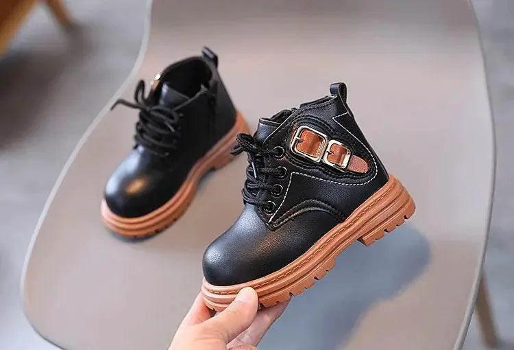  Trendy Children's Leather Autumn Boots for Boys and Girls - Stylish Short Boots with Anti-Slip Outsole -  ToylandEU™