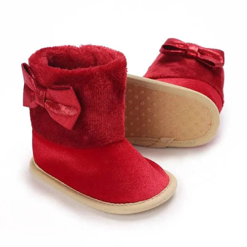  Cotton Baby Girl Bow Boots - Soft and Fluffy Winter Preschool Footwear (0-18 Months) -  ToylandEU™