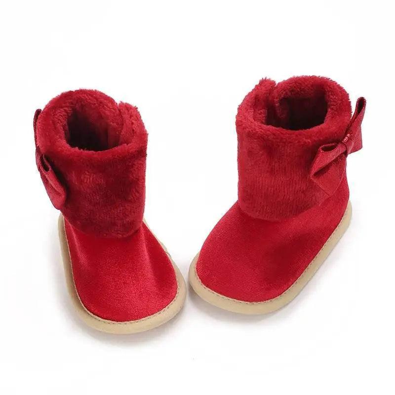  Cotton Baby Girl Bow Boots - Soft and Fluffy Winter Preschool Footwear (0-18 Months) -  ToylandEU™