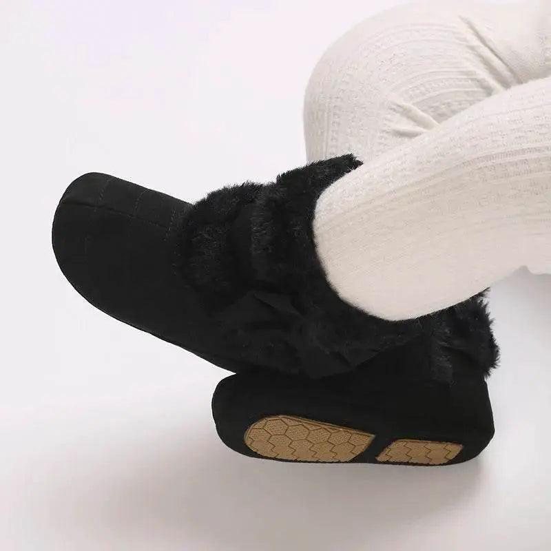  Adorable Fleece-Lined Baby Girls' Knee-High Boots with Bowknot for Cozy Indoor Walks -  ToylandEU™