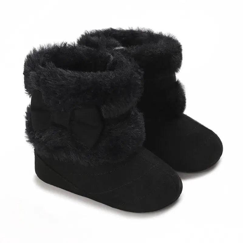  Adorable Fleece-Lined Baby Girls' Knee-High Boots with Bowknot for Cozy Indoor Walks -  ToylandEU™
