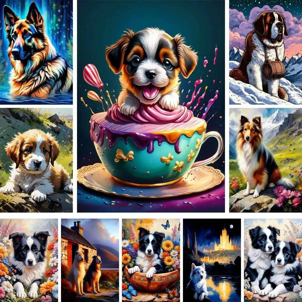  Border Collie Dog Cross Stitch DIY Embroidery Kit - Complete Needlework Craft Set -  ToylandEU™