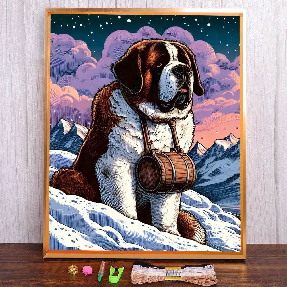 Border Collie Hund Kreuzstich DIY Stickset - Komplettes Handarbeitsset - ToylandEU