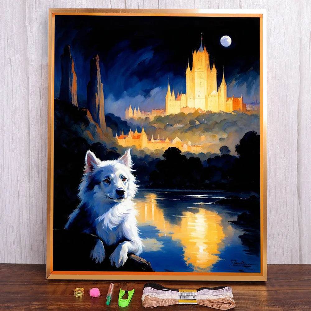 Border Collie Hund Kreuzstich DIY Stickset - Komplettes Handarbeitsset - ToylandEU