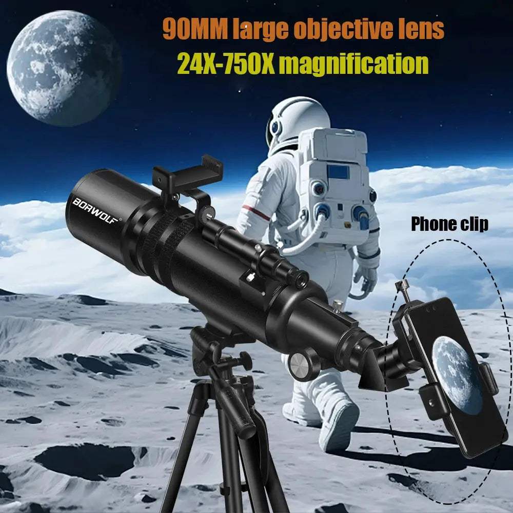 Borwolf 90600 Astronomy Telescope 90mm 600mm HD View 24x 250x - ToylandEU