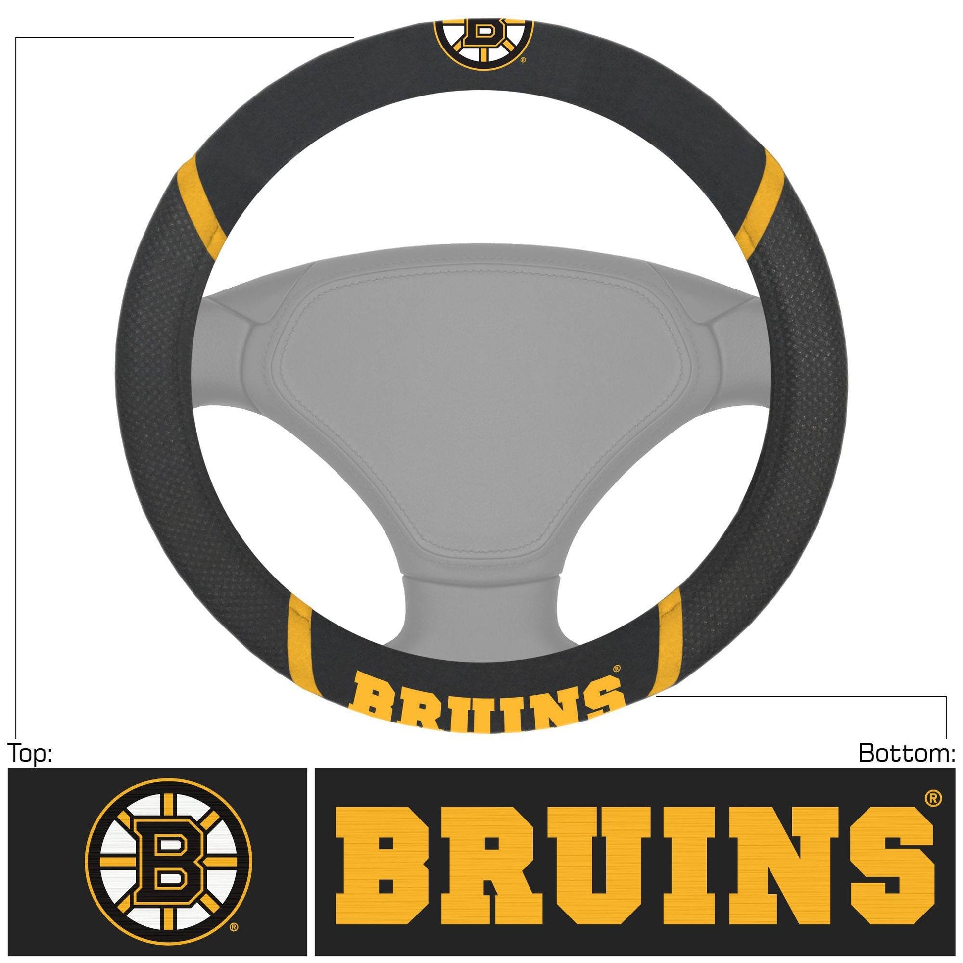 Boston Bruins Steering Wheel Cover Mesh Suede Stitched - ToylandEU