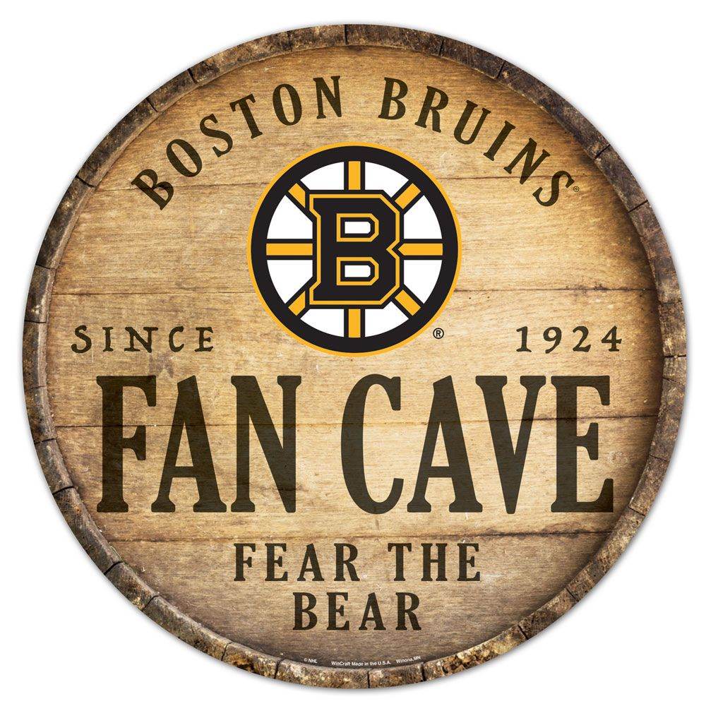 Boston Bruins Wood Sign 14 Inch Round Barrel Top Decor - ToylandEU