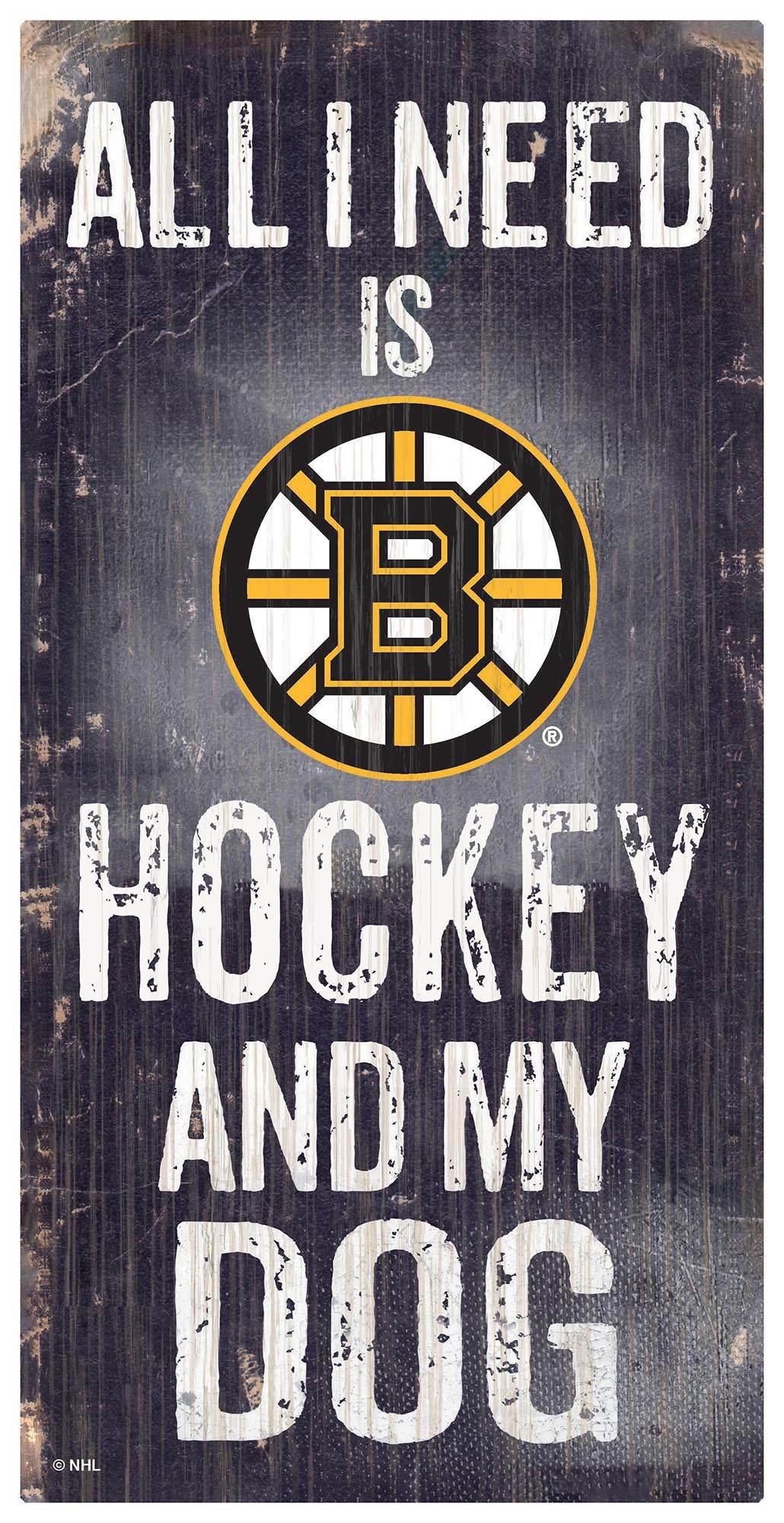Boston Bruins Wood Sign Premium 6x12 Hockey And Dog Design - ToylandEU