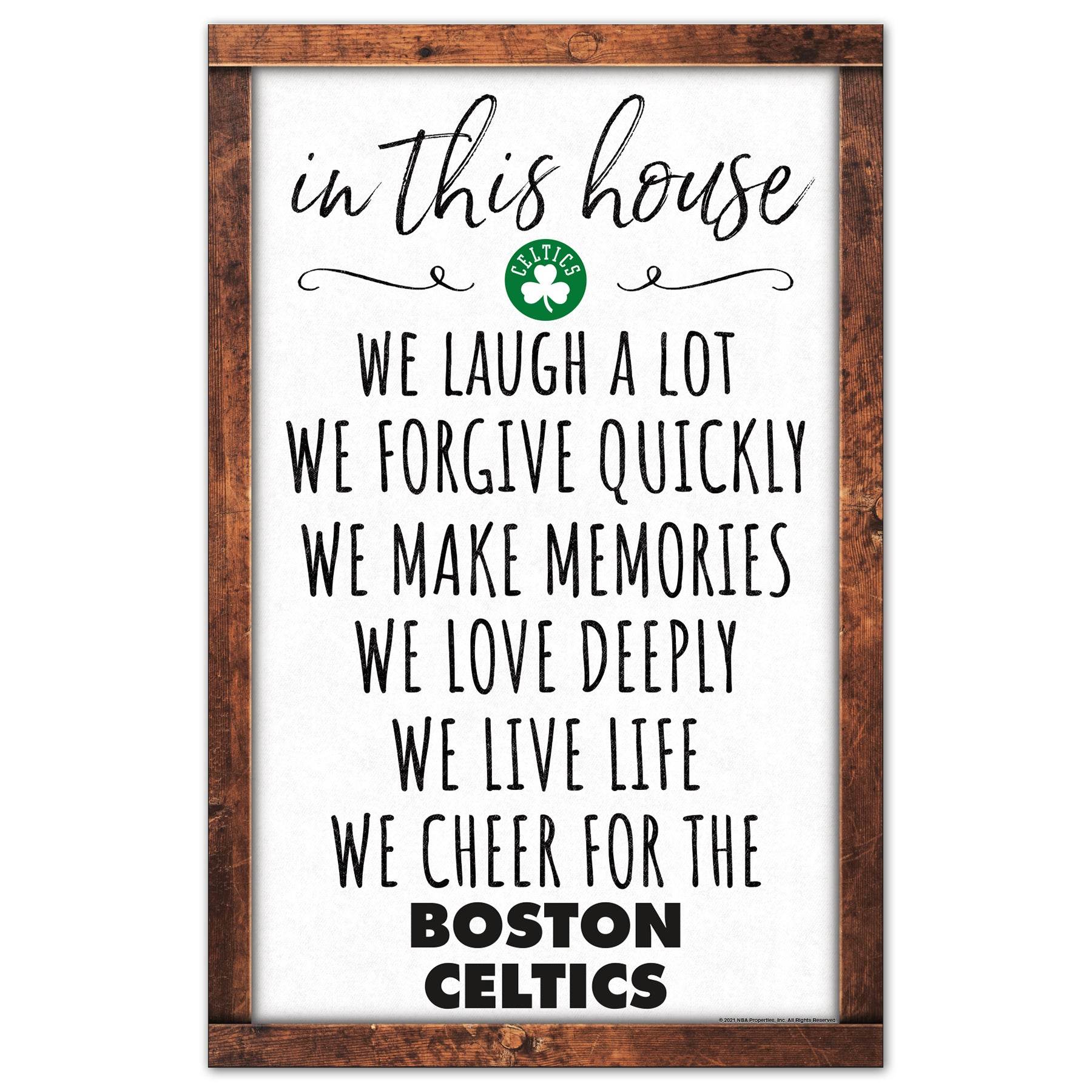 Boston Celtics 11x17 Wood Sign In This House Wall Decor - ToylandEU