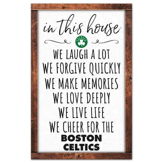 Boston Celtics 11x17 Wood Sign In This House Wall Decor - ToylandEU