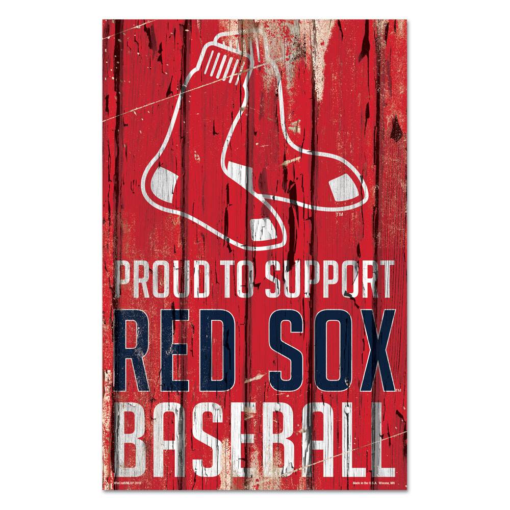 Boston Red Sox 11x17 Wood Sign Proud To Support Fans - ToylandEU