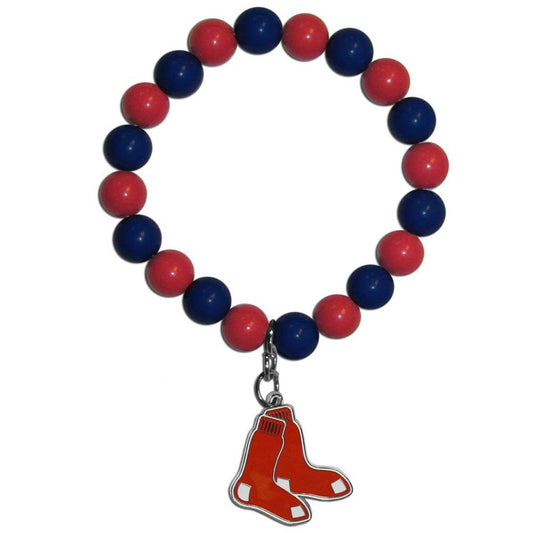 Boston Red Sox Bead Style Stretch Bracelet Chrome Charm - ToylandEU