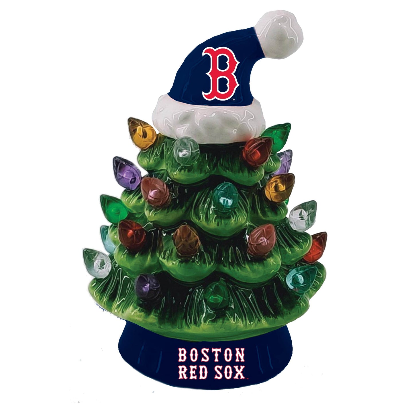 Boston Red Sox Christmas Tree 4 Inch LED Tabletop Decor - ToylandEU