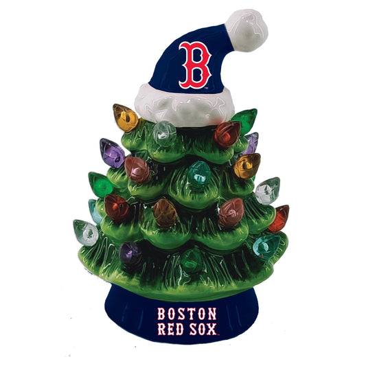 Boston Red Sox Christmas Tree 4 Inch LED Tabletop Decor - ToylandEU